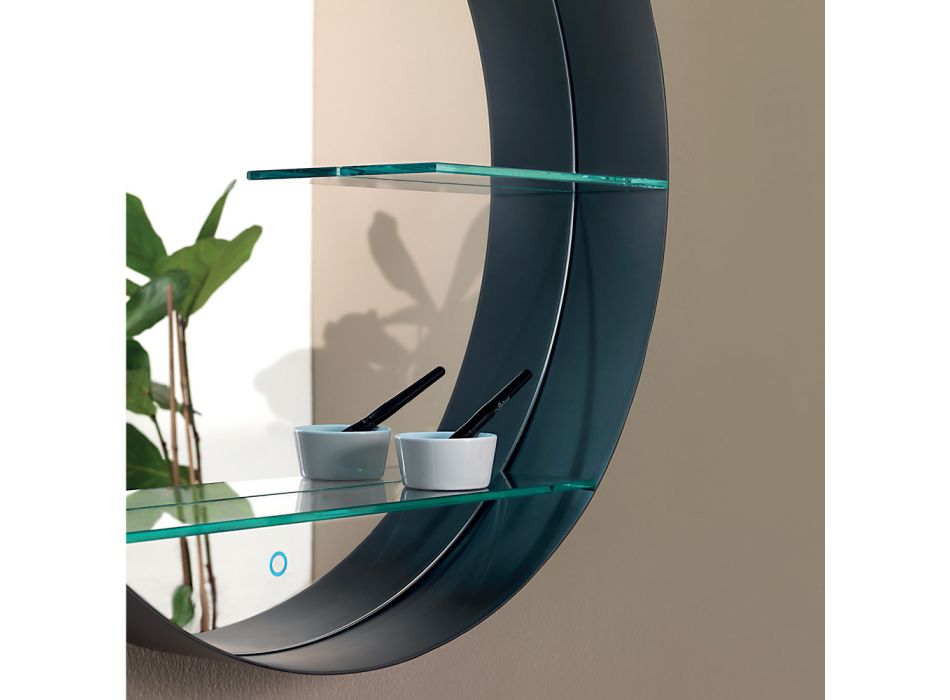 Badeværelsesspejl i metal med 2 glashylder lavet i Italien - Einstein Viadurini