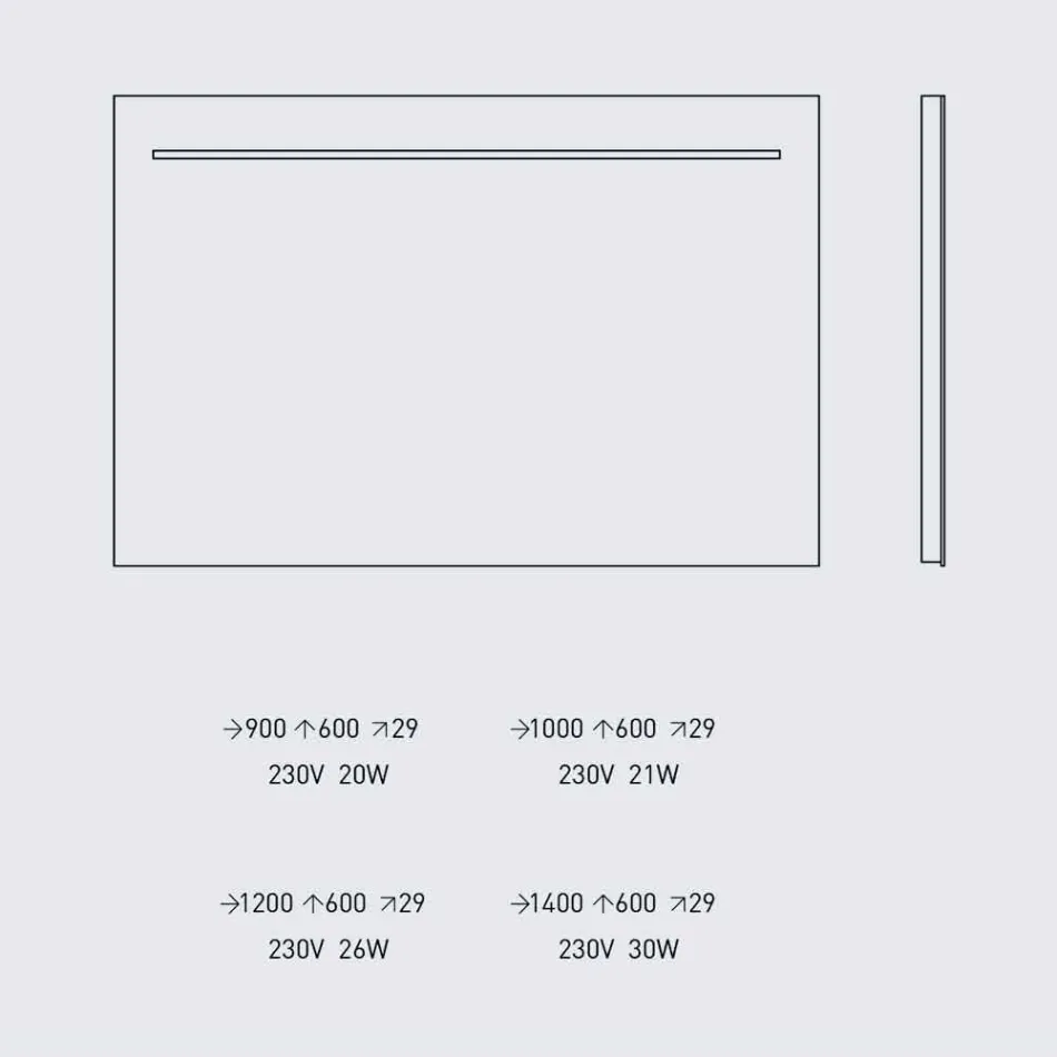 Moderne vægspejl med LED-lys og stålramme fremstillet i Italien - Yutta Viadurini