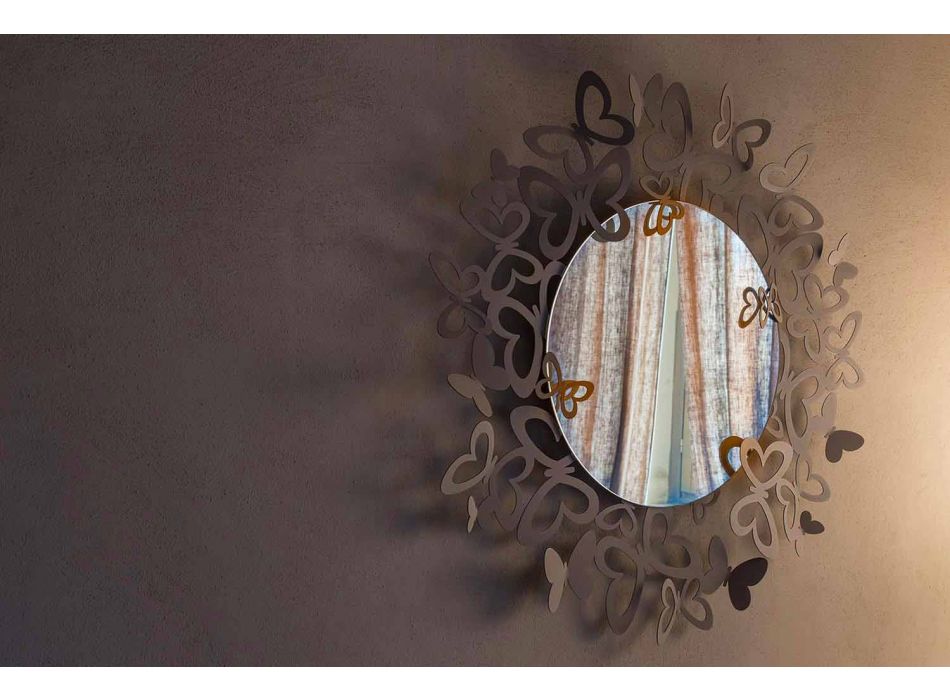 Cirkulær væg spejl af moderne design i jern fremstillet i Italien - Stelio Viadurini