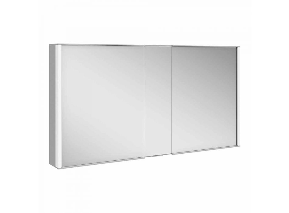 Moderne vægspejl med 3 døre i sølvlakeret aluminium - dæmon Viadurini