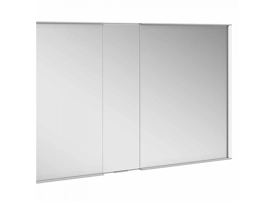 Moderne vægspejl med 3 døre i sølvlakeret aluminium - dæmon Viadurini