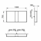 Moderne vægspejl med 3 døre i sølvlakeret aluminium - dæmon Viadurini