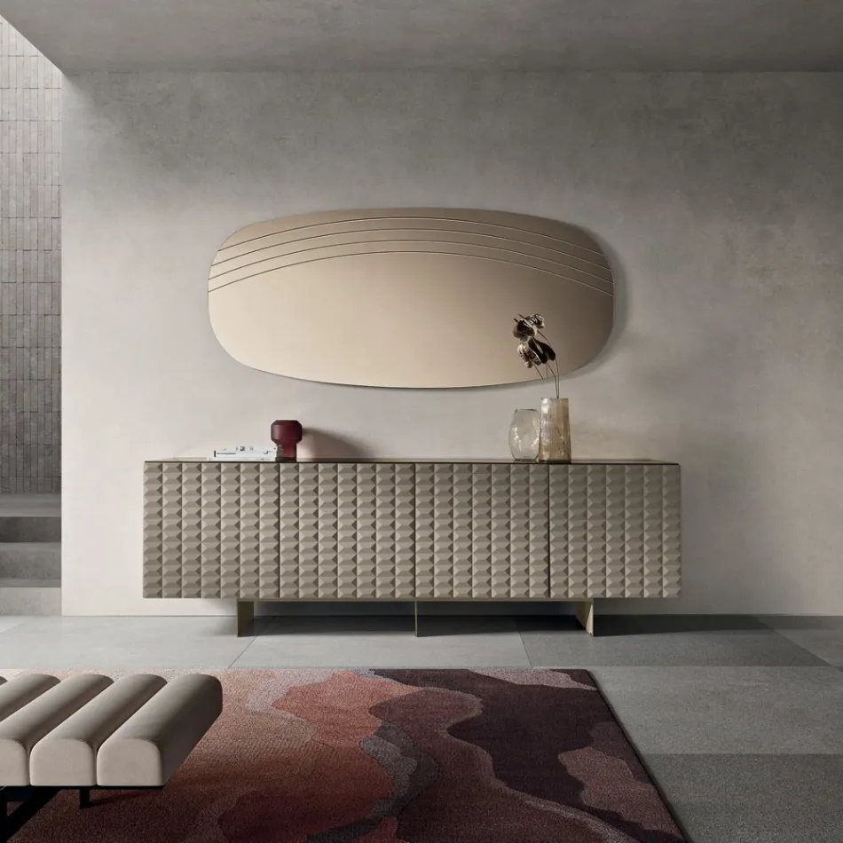 Arabella vægspejl med graveringer fremstillet i Italien Viadurini