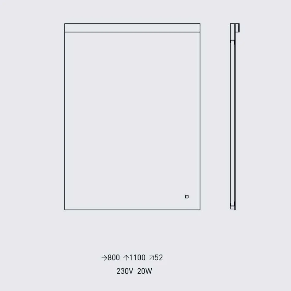 Vægspejl med integreret lys i rustfrit stål Fremstillet i Italien - Tuccio Viadurini