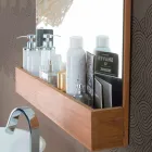 Vægspejl med struktur og opbevaringsrum i teaktræ - Palima Viadurini