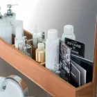 Vægspejl med struktur og opbevaringsrum i teaktræ - Palima Viadurini