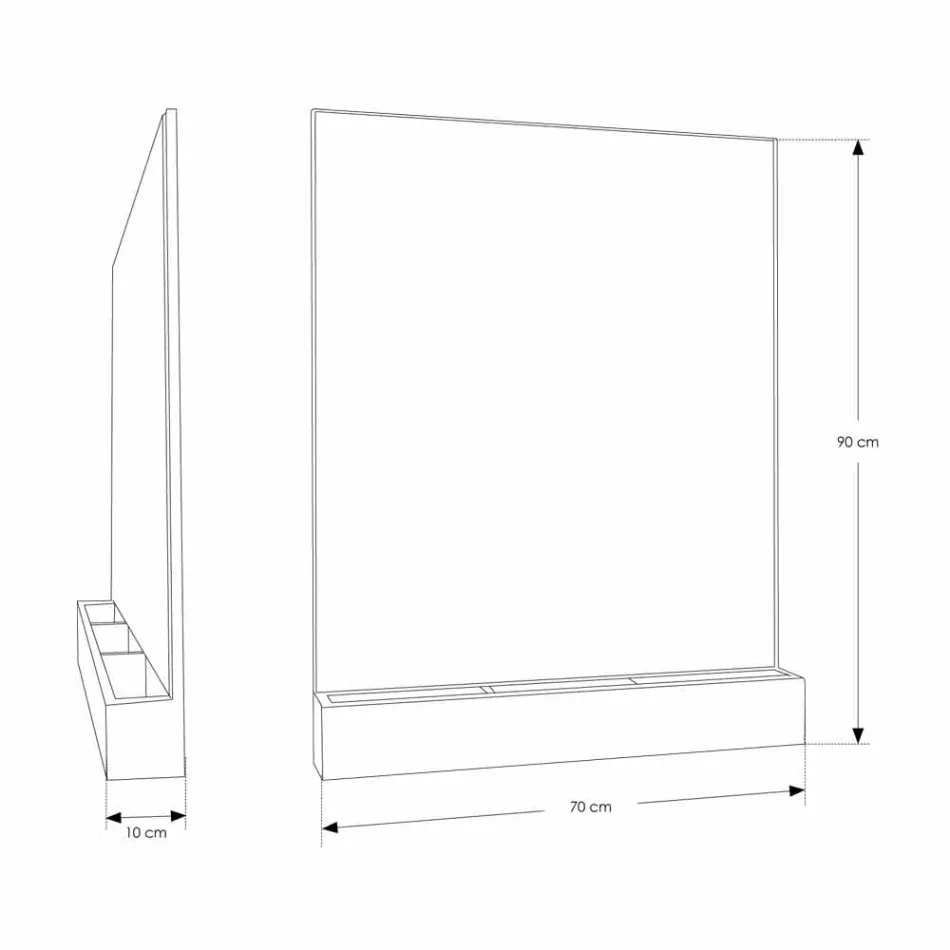 Vægspejl med struktur og opbevaringsrum i teaktræ - Palima Viadurini