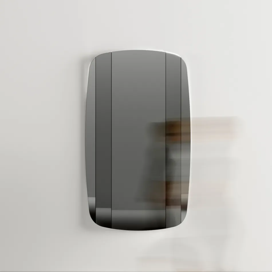 Vægspejl med struktur i sortmalet træ lavet i Italien - Arya Viadurini