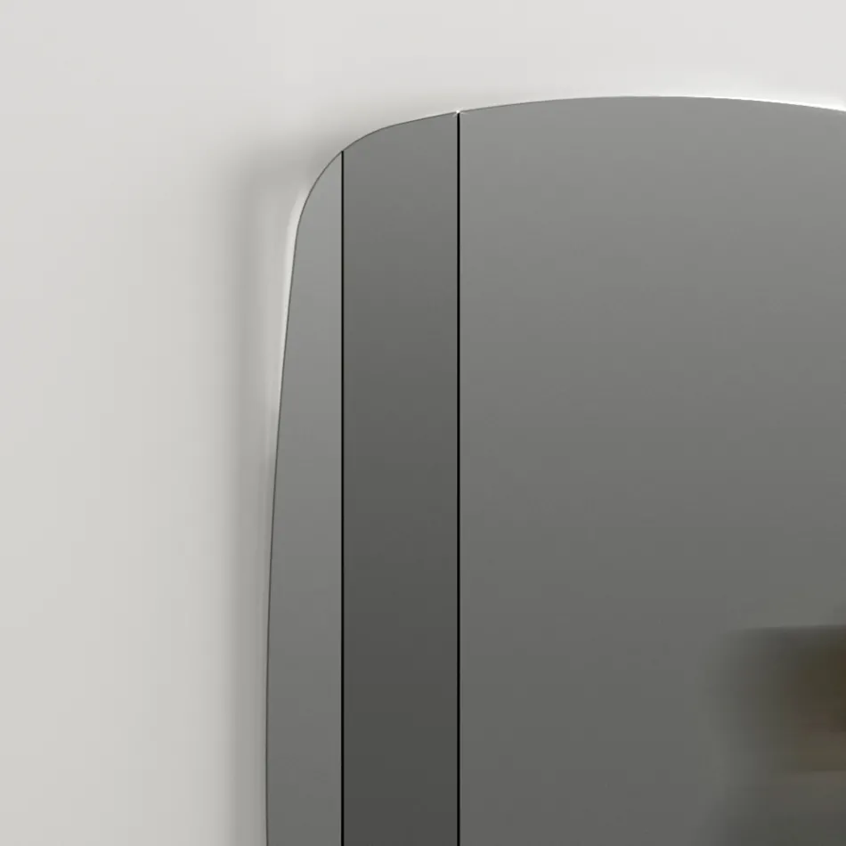 Vægspejl med struktur i sortmalet træ lavet i Italien - Arya Viadurini