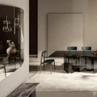 Vægspejl med struktur i sortmalet træ lavet i Italien - Arya Viadurini