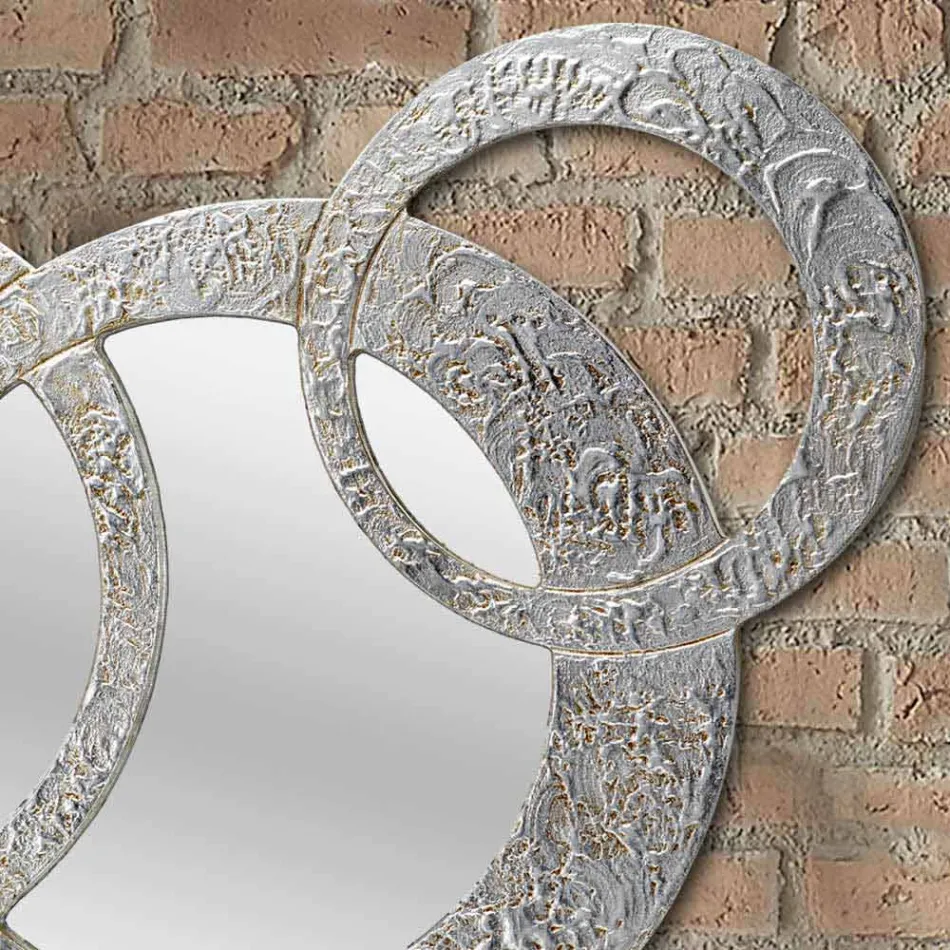 Design væg spejl i sølv blad lavet i Italien Cortina Viadurini