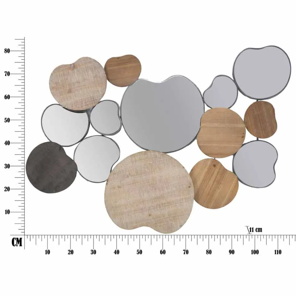 Moderne design vægspejl i træ og jern - Ortensio Viadurini