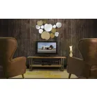 Moderne design vægspejl i træ og jern - Ortensio Viadurini