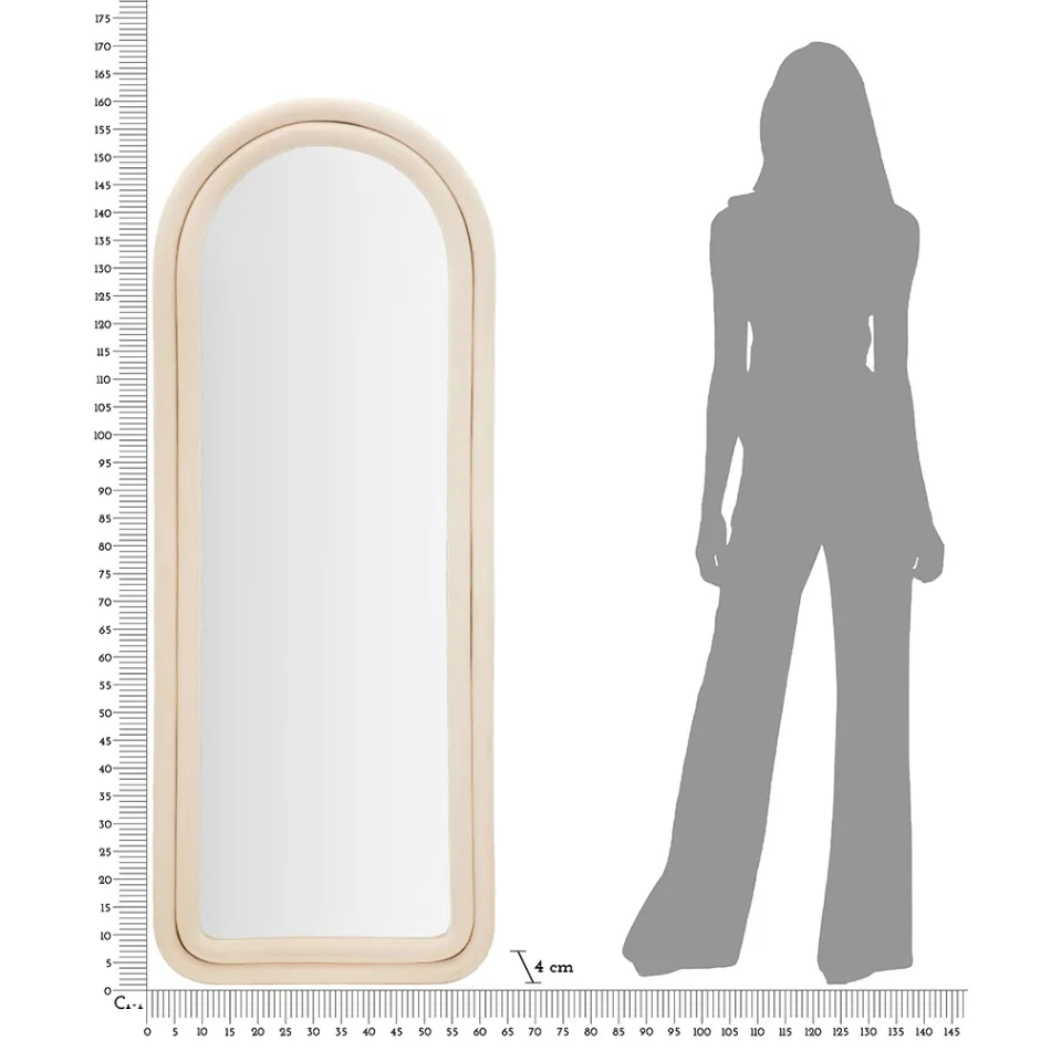 Fløjlsbeklædt MDF-vægspejl med buet top - Jessica Viadurini