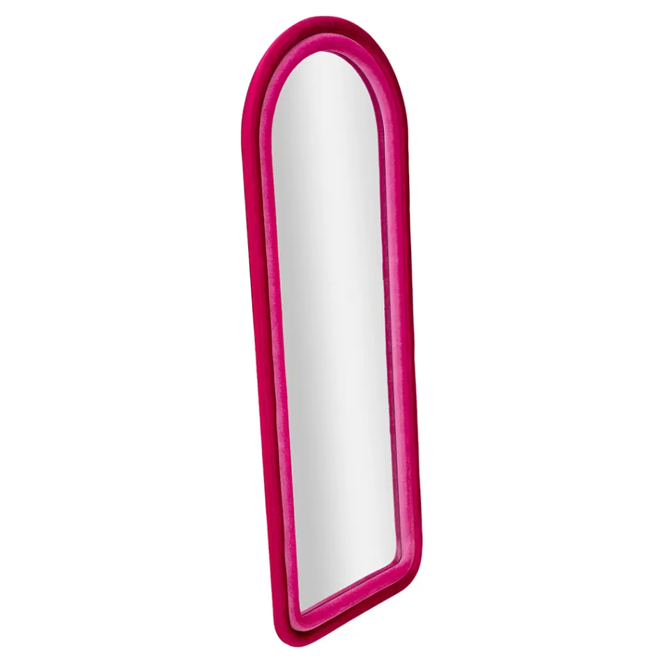 Fløjlsbeklædt MDF-vægspejl med buet top - Jessica Viadurini