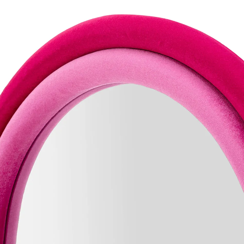 Fløjlsbeklædt MDF-vægspejl med buet top - Jessica Viadurini
