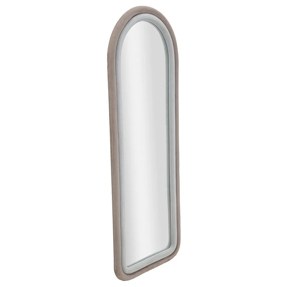 Fløjlsbeklædt MDF-vægspejl med buet top - Jessica Viadurini