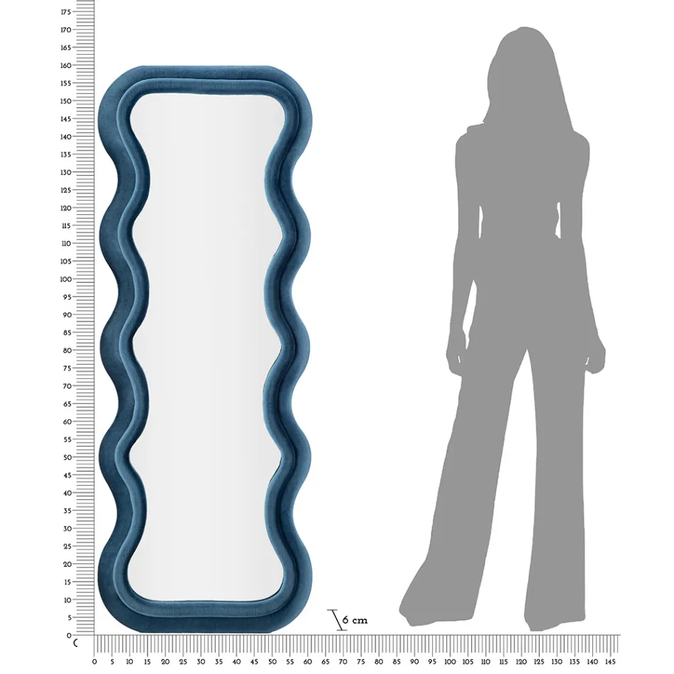 Vægspejl i MDF beklædt med fløjl med bølgede linjer - Sheldon Viadurini