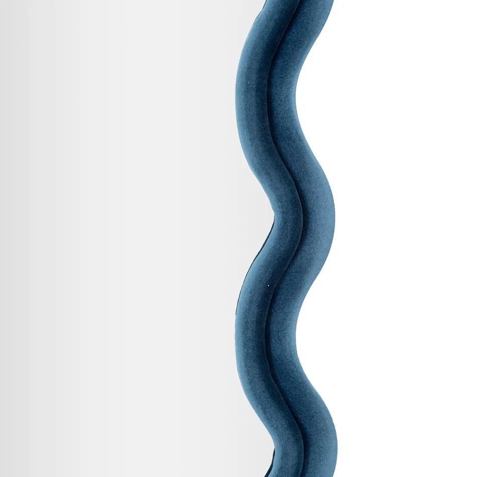 Vægspejl i MDF beklædt med fløjl med bølgede linjer - Sheldon Viadurini