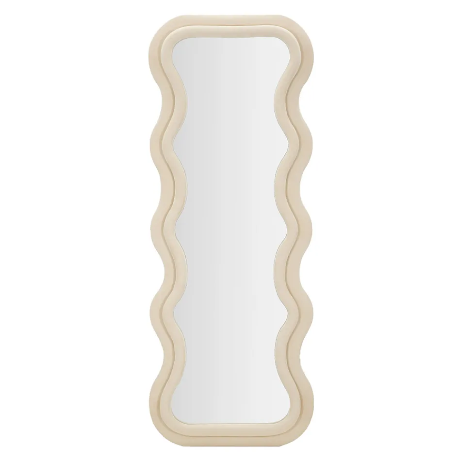 Vægspejl i MDF beklædt med fløjl med bølgede linjer - Sheldon Viadurini