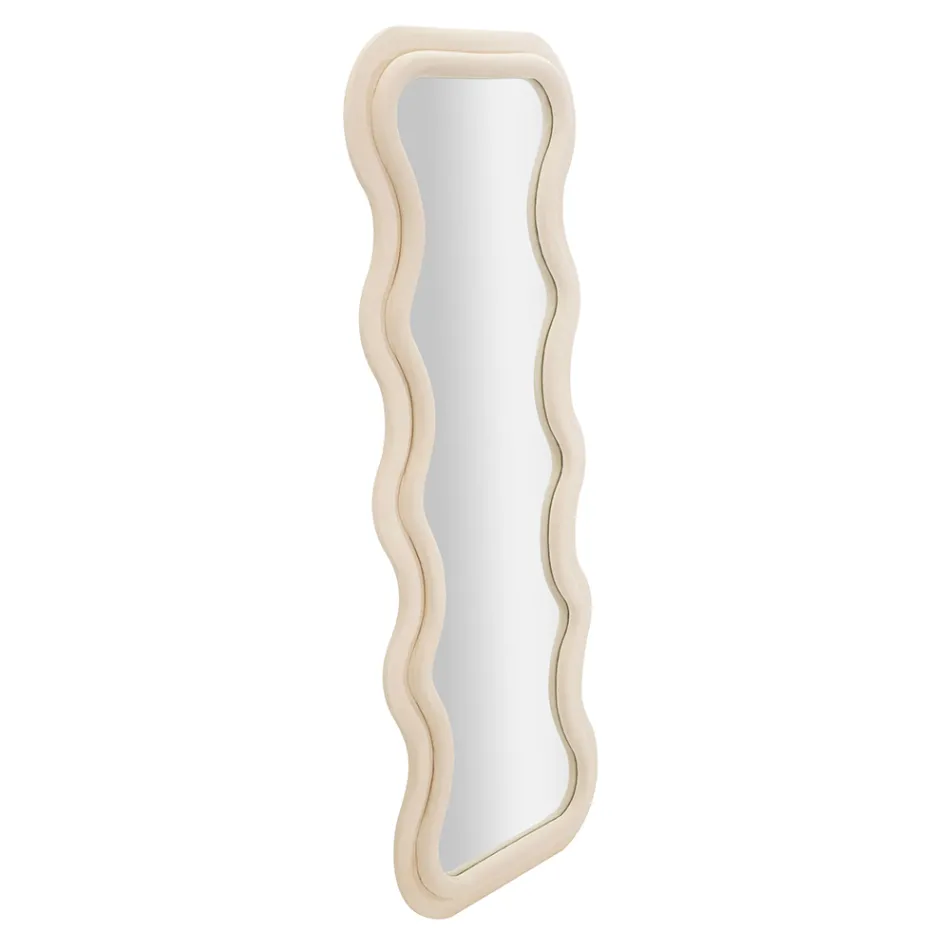 Vægspejl i MDF beklædt med fløjl med bølgede linjer - Sheldon Viadurini