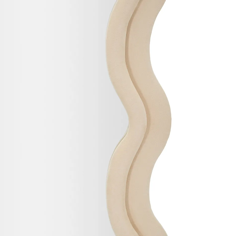 Vægspejl i MDF beklædt med fløjl med bølgede linjer - Sheldon Viadurini