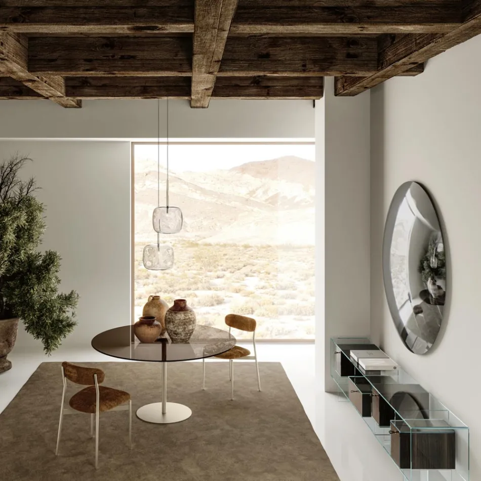 Vægspejl i buet konveks glas i forskellige finish - lys Viadurini