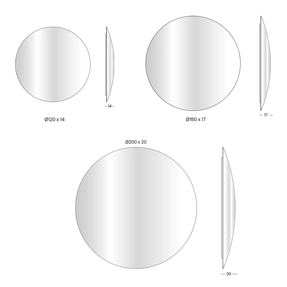 Vægspejl i buet konveks glas i forskellige finish - lys Viadurini