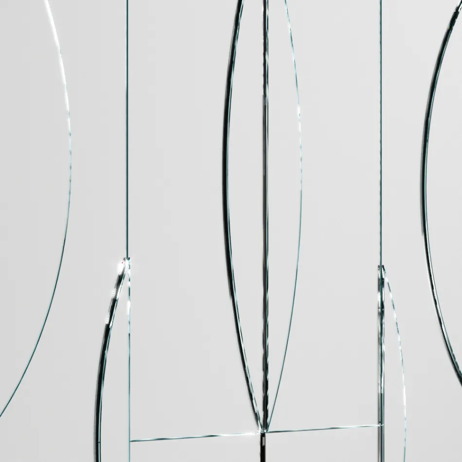 Modulært vægspejl med træstruktur lavet i Italien - Saetta Viadurini