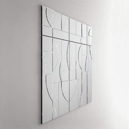 Modulært vægspejl med træstruktur lavet i Italien - Saetta Viadurini