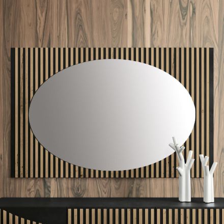 Ovalt vægspejl med lodret lamelstøtte lavet i Italien - Anne Viadurini