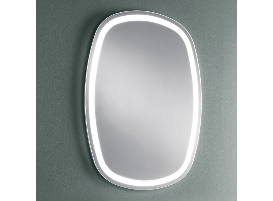 Vægspejl til badeværelse med integreret 4000K LED fremstillet i Italien - Scrullo Viadurini