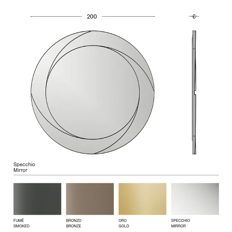 Rundt vægspejl med træstruktur lavet i Italien - Navona Viadurini