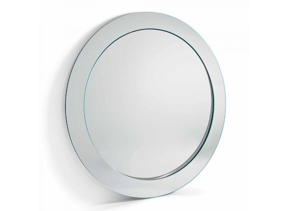 Moderne spejl med runde gulve med skrå ramme lavet i Italien - Salamina Viadurini