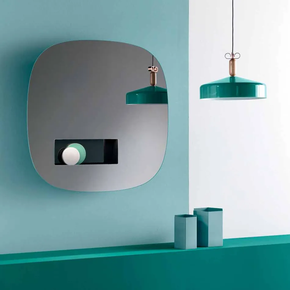 Dekorativt vægspejl røget finish med sort designrum - Matrix Viadurini