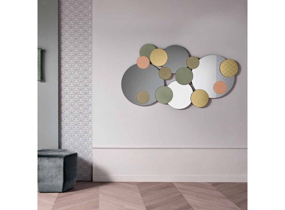 Dekorativt vægspejl med farvede cirkler Design i 2 dimensioner - Babol Viadurini