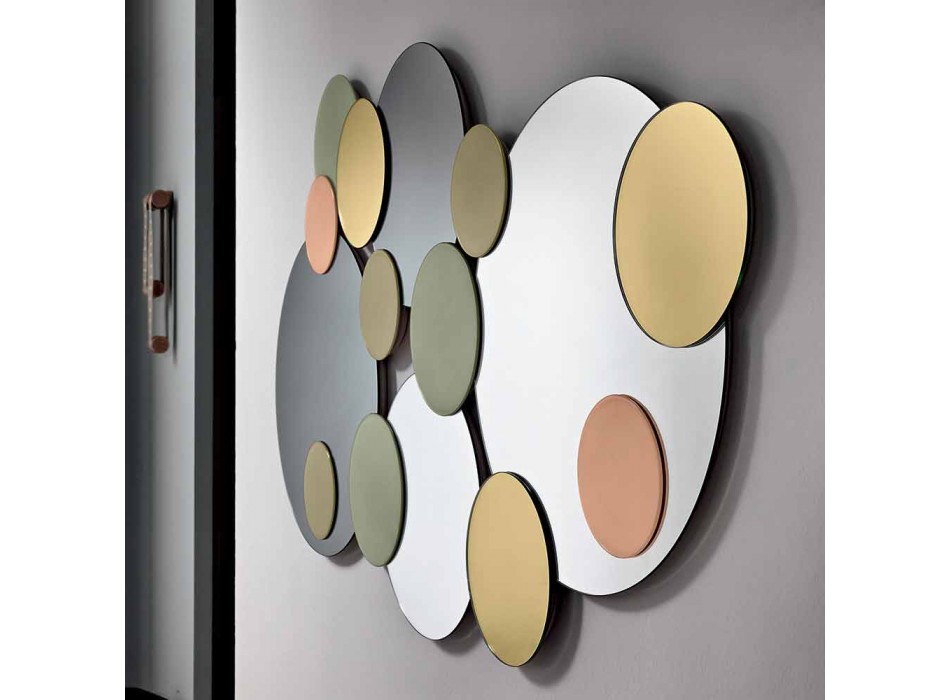 Dekorativt vægspejl med farvede cirkler Design i 2 dimensioner - Babol Viadurini