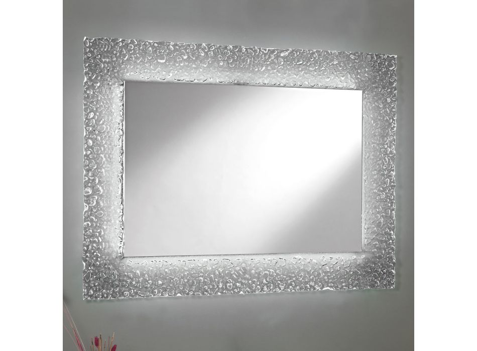 Dekorativ vægspejl med glasramme og luksuriøst LED-lys - Attimo Viadurini
