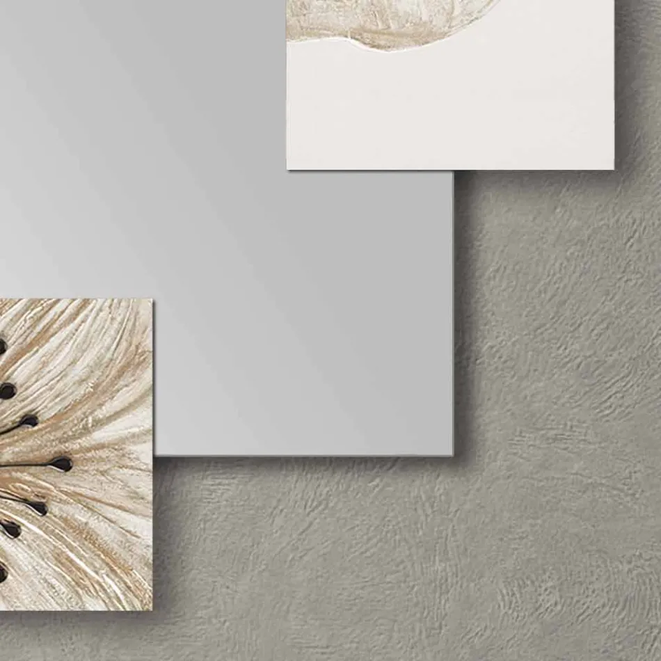 Væg spejl med dobbelt elle lavet i Italien Sandblæst design Viadurini