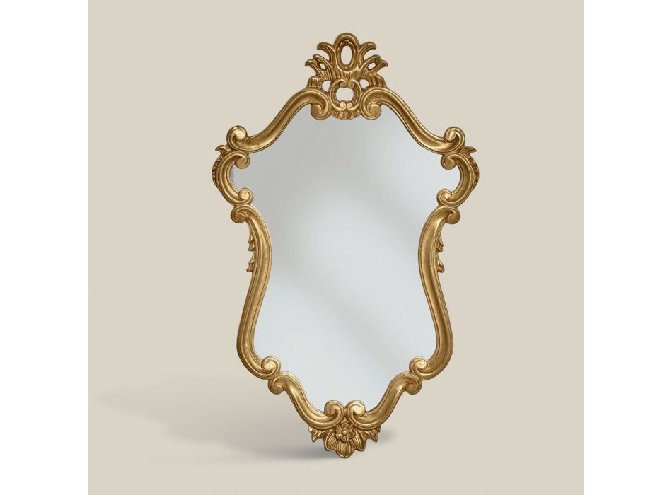 Luksusformet spejl med guldbladsramme lavet i Italien - ædle Viadurini