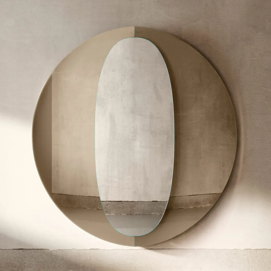 Bristol Modern Design Dobbeltpanel Træspejl Fremstillet i Italien Viadurini