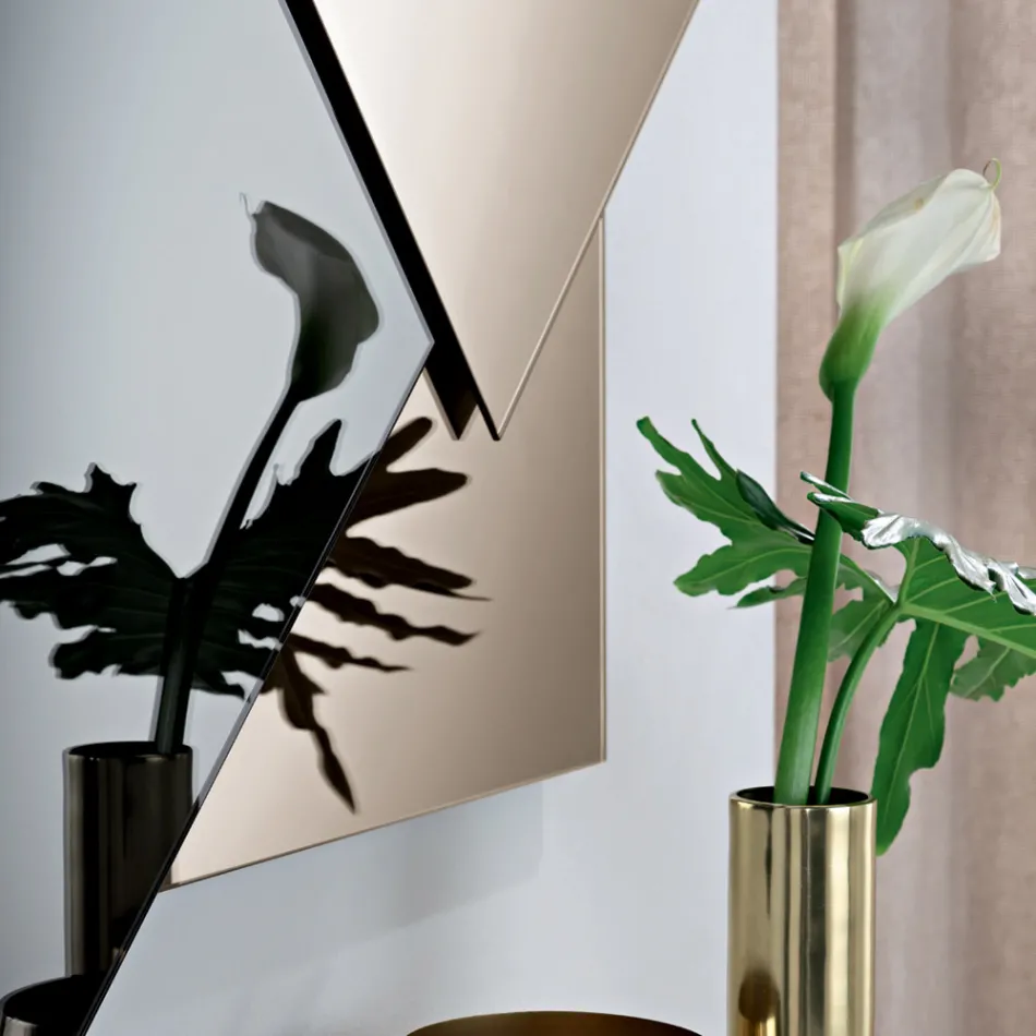 Spejl lavet af 3 overlappende plader, 2 bronze og 1 røget - Armida Viadurini