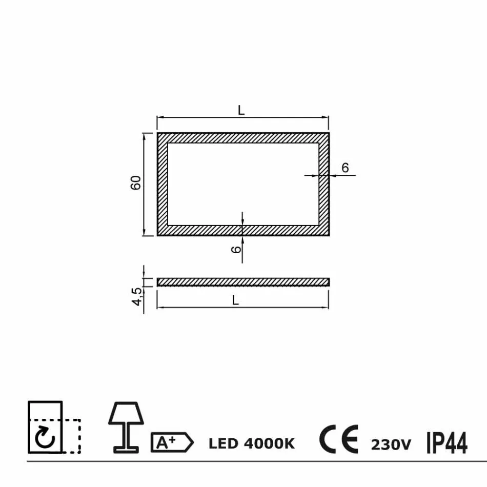 Moderne spejl med matteret glas kanter, LED belysning, Ady Viadurini