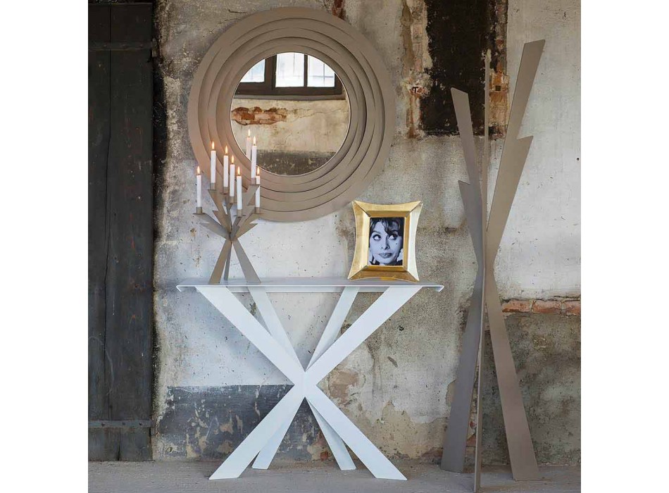 Moderne cirkulær væg spejl i farvet jern fremstillet i Italien - Oregano Viadurini
