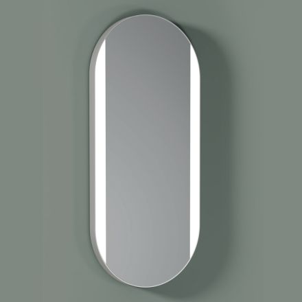 Ovalt badeværelsesspejl med sidelys lavet i Italien - Albert Viadurini