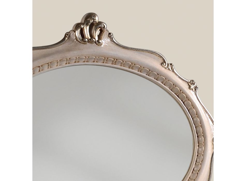 Klassisk stil ovalt spejl i hvidt træ lavet i Italien - Firenze Viadurini