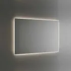 Baggrundsbelyst badeværelsesspejl med sandblæst ramme Lavet i Italien - Floriana Viadurini