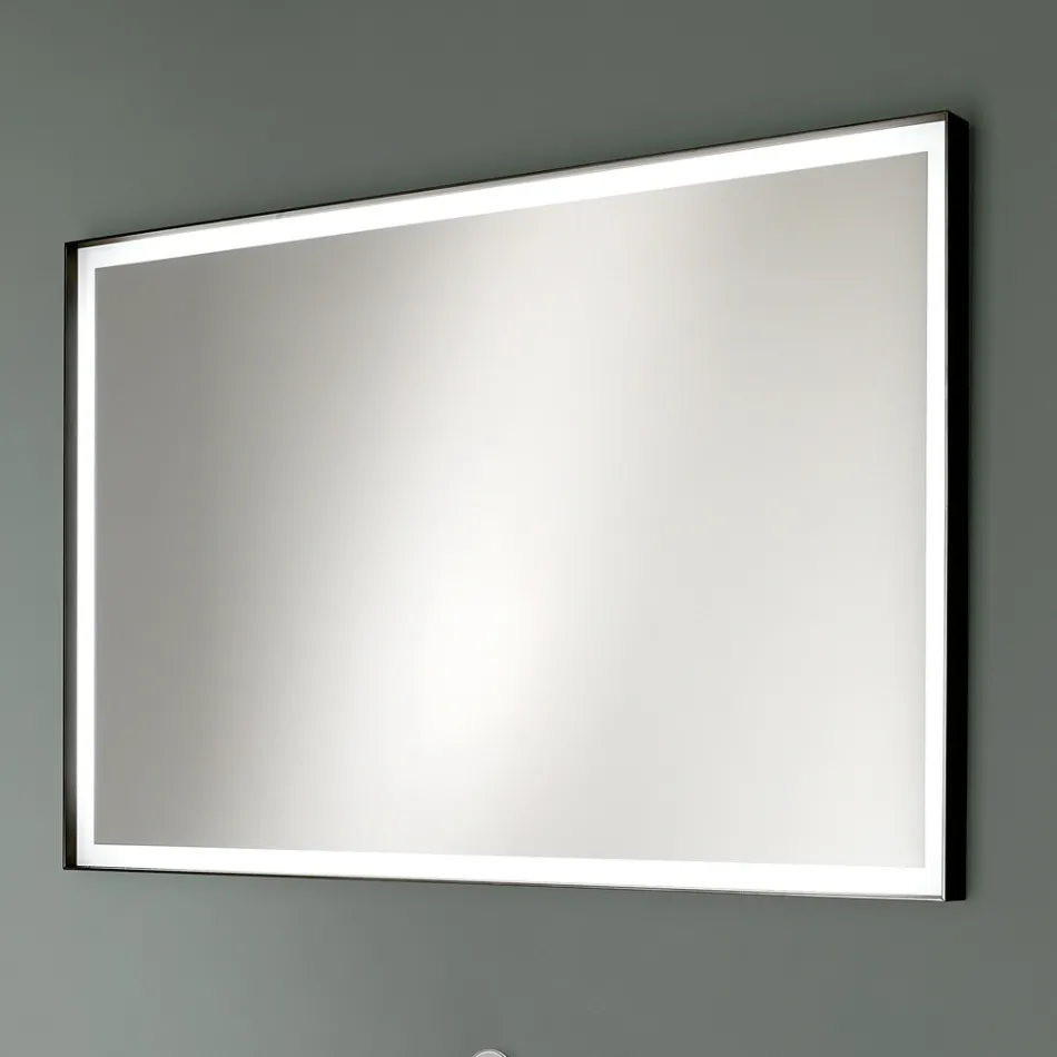 Rektangulær vægspejl Metalramme Forskellige farver og LED-lys - Renga Viadurini