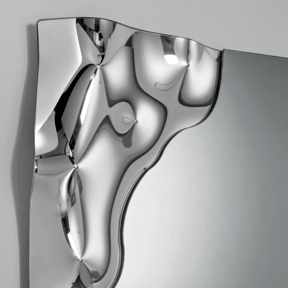 Rektangulært spejl med hjørne i smeltet glas fremstillet i Italien - Adelinda Viadurini