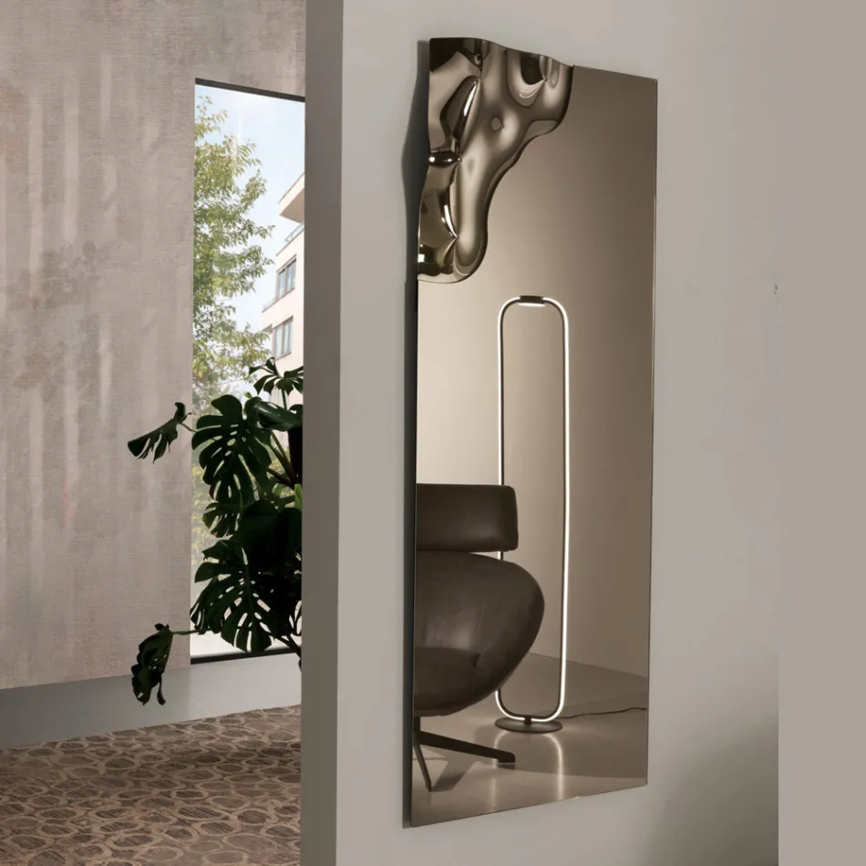 Rektangulært spejl med hjørne i smeltet glas fremstillet i Italien - Adelinda Viadurini